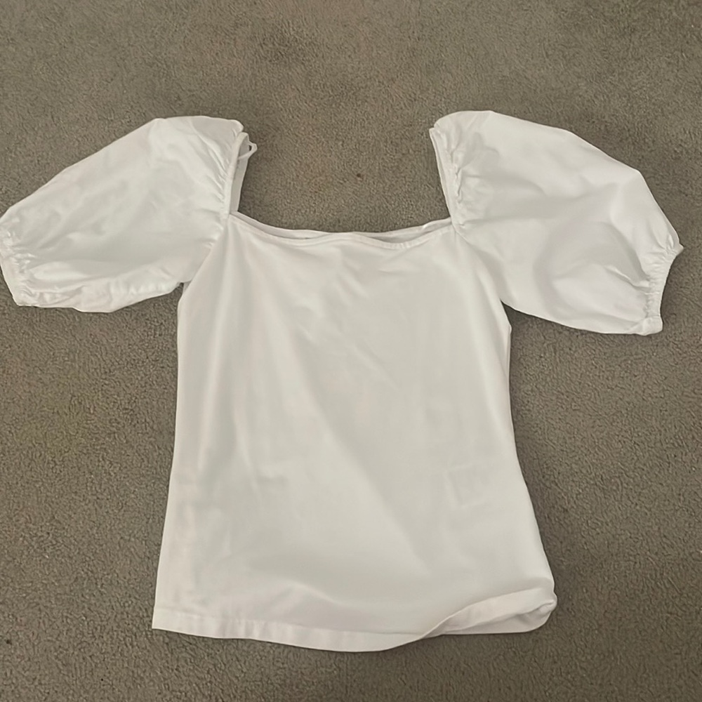 H&M white square neck puff sleeve top